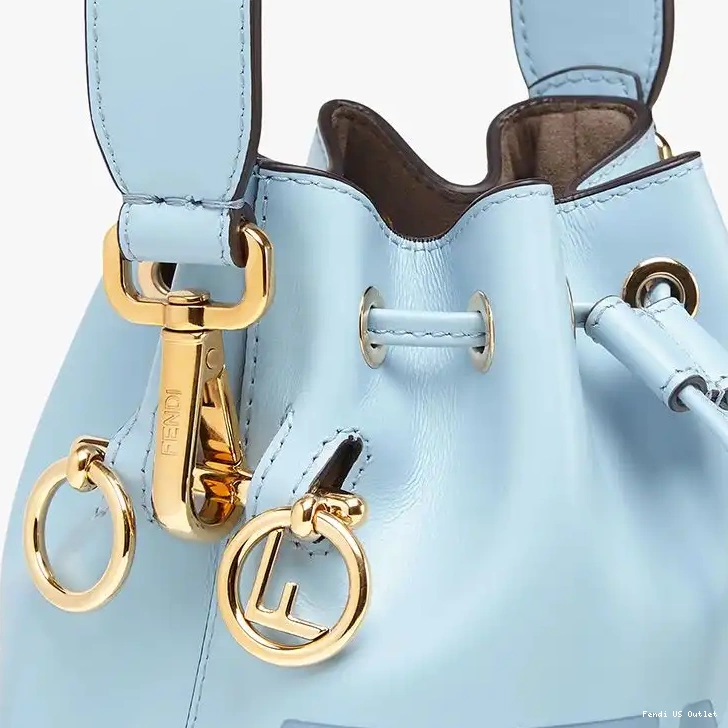 Vintage HOT Tresor Mini Mon Leather Blue ROMA In Fendi Sky Bucket Logo Calf Bag 0519